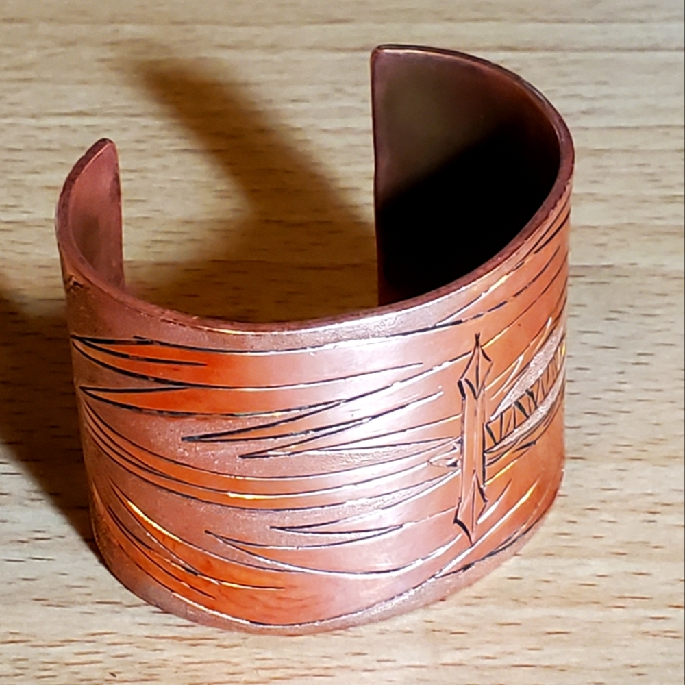 Copper Cuff Bracelet Unisex Handmade Tribal Jewelry Solid Copper NM Made in USA
